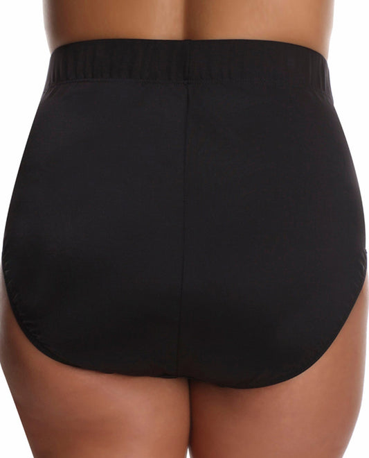 Back View Of Always For Me Black Plus Size Full Brief Tankini Bottom | AFM BLACK
