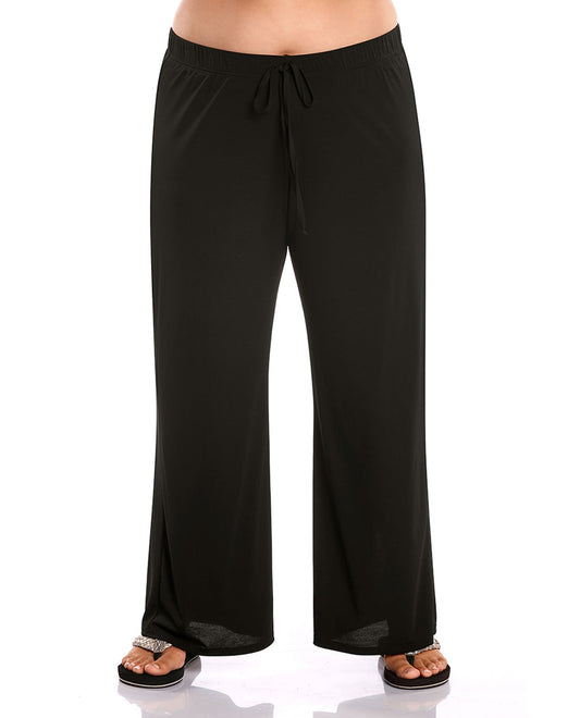 Front View Of Always For Me Black Plus Size Lounge Pant | AFM BLACK