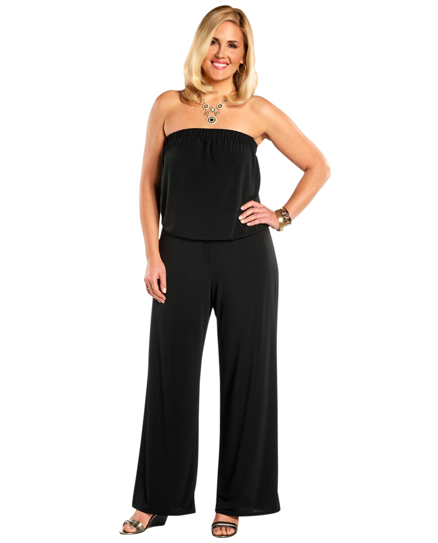 Front View Of Always For Me Black Plus Size Quintessential Jumpsuit | AFM BLACK