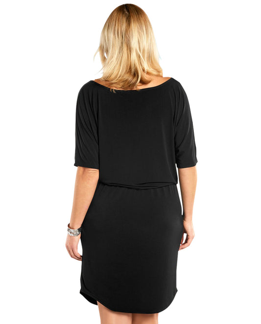 Back View Of Always For Me Black Plus Size Quintessential Dress | AFM BLACK