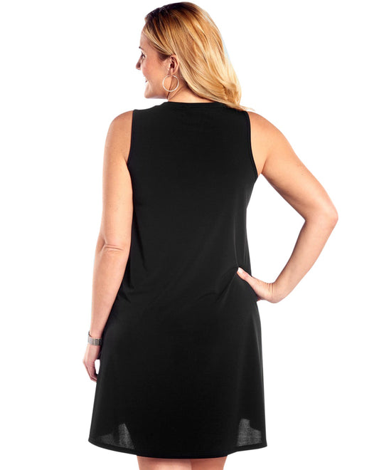 Back View Of Always For Me Black Plus Size Keyhole Dress | AFM BLACK