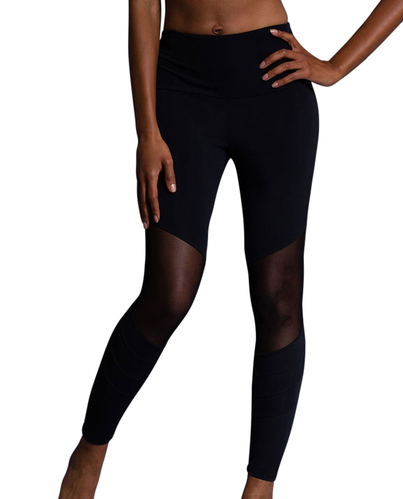 Front View Of Onzie Mesh Moto Capri | ONZ BLACK