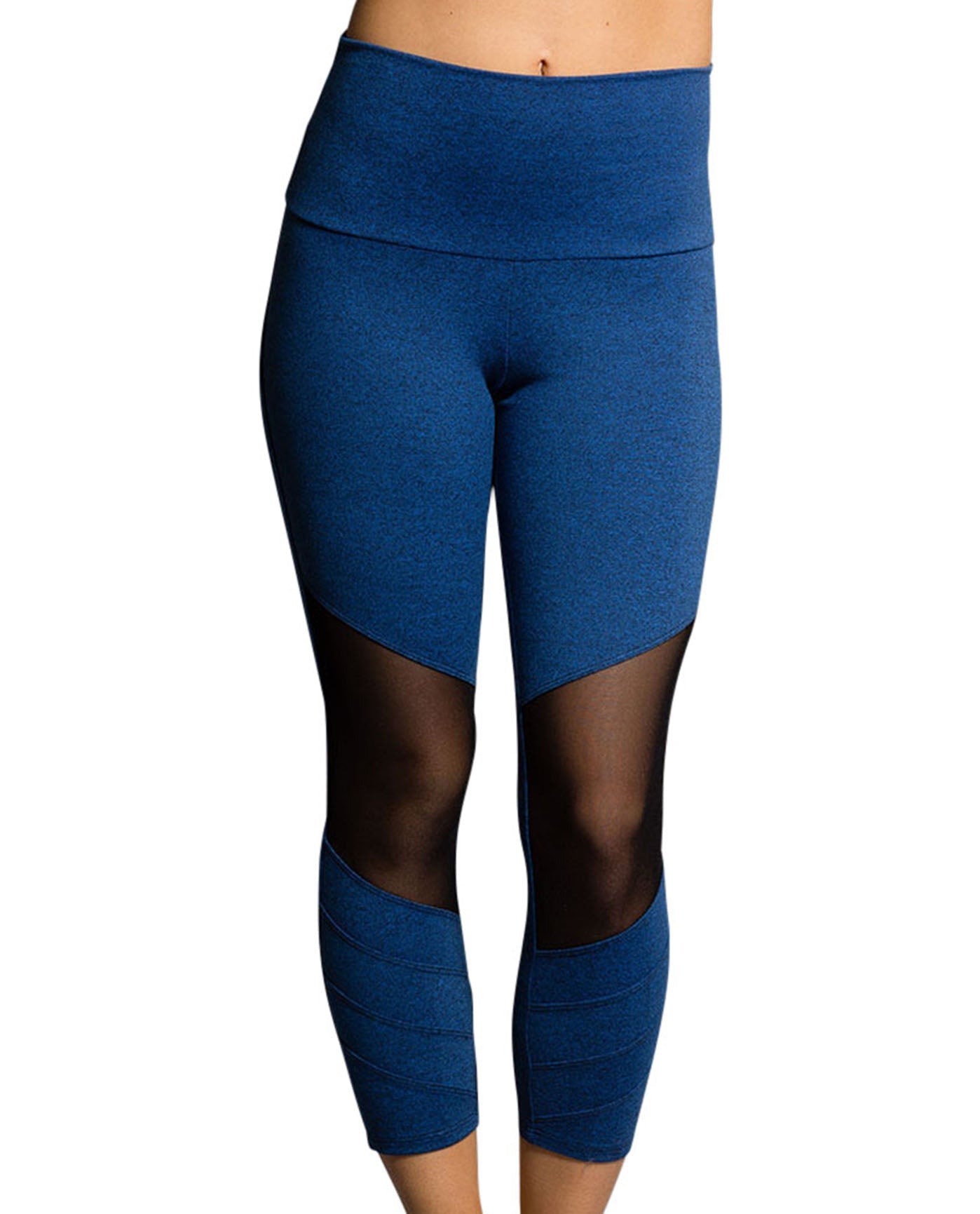 Front View Of Onzie Mesh Moto Capri | ONZ BLUE