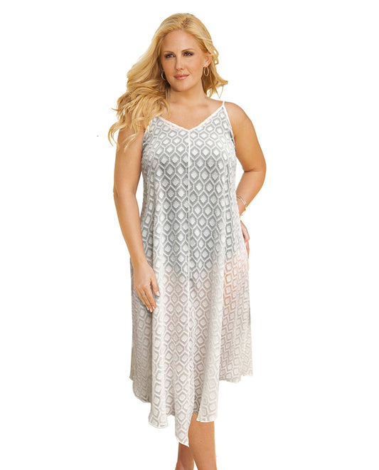 Front View Of Always For Me Plus Size V-Bottom Cover Up Dress | AFM WHITE