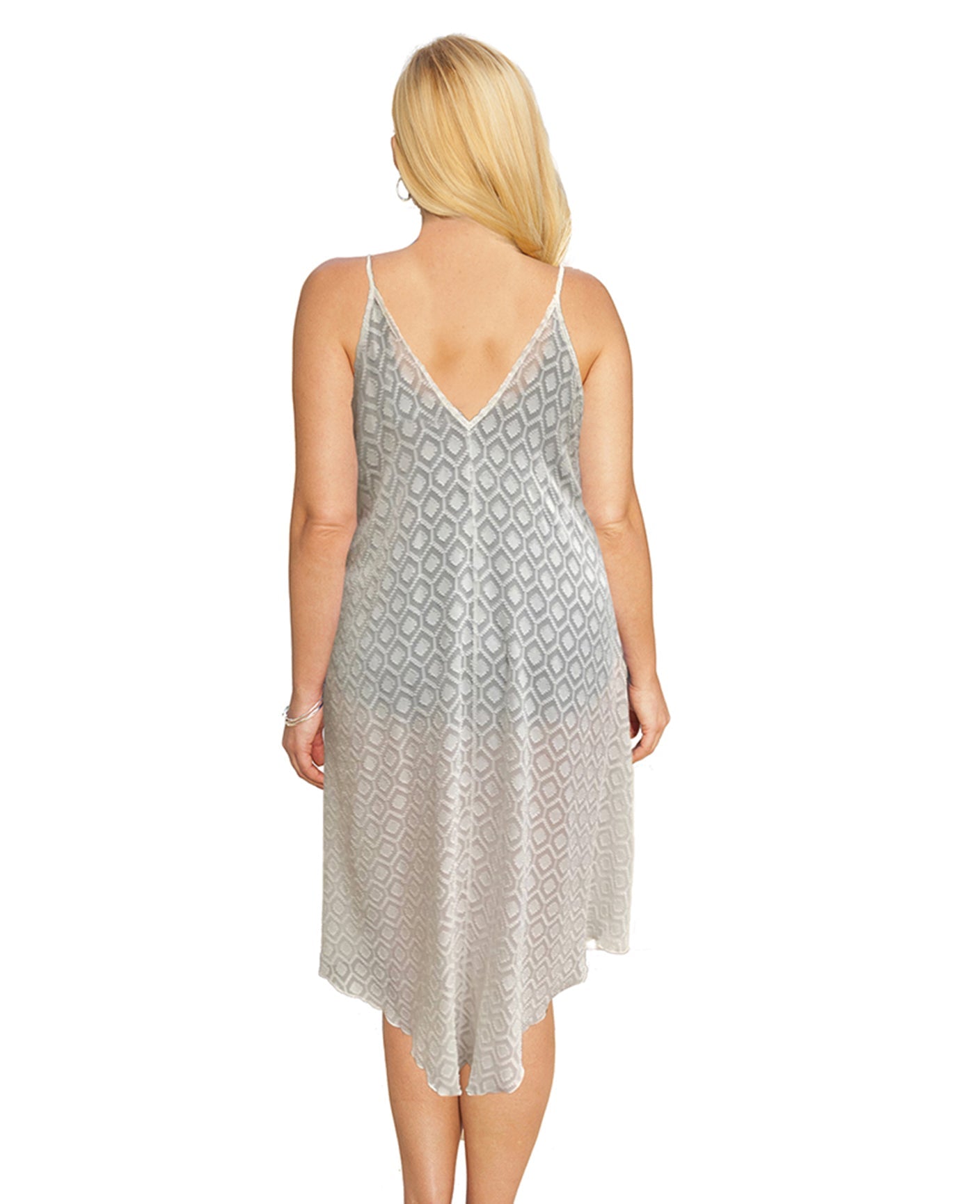 Back View Of Always For Me Plus Size V-Bottom Cover Up Dress | AFM WHITE