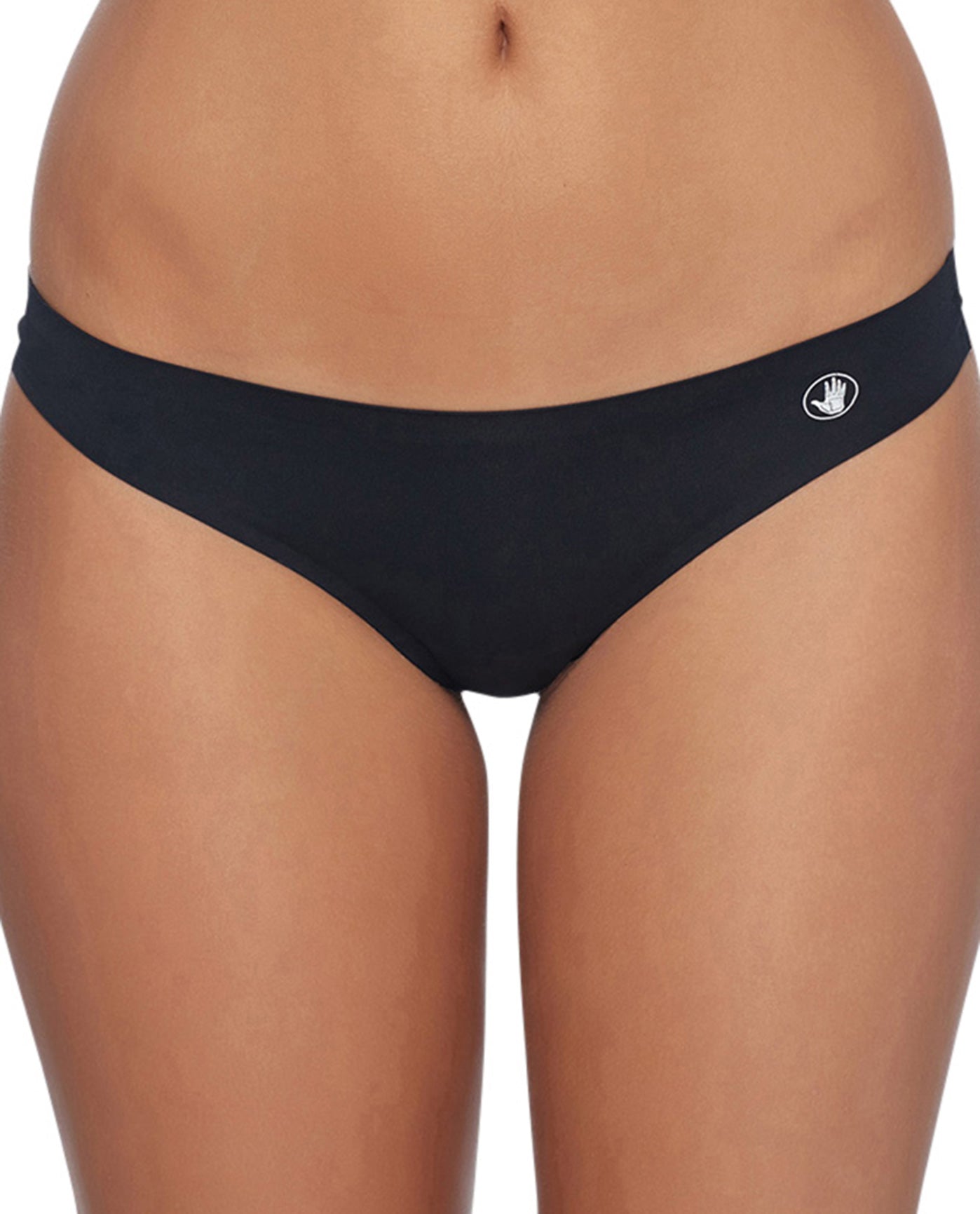 Front View Of Body Glove Sport Seamless Thong Panty | BGS Black