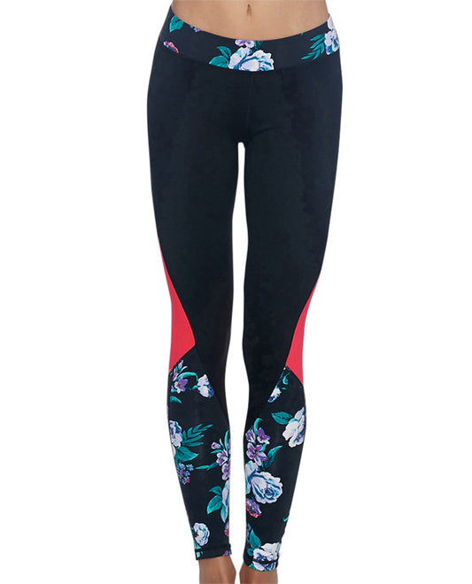 Front View Of Body Glove Sport Floral Prism Legging | BGS Get Shorty
