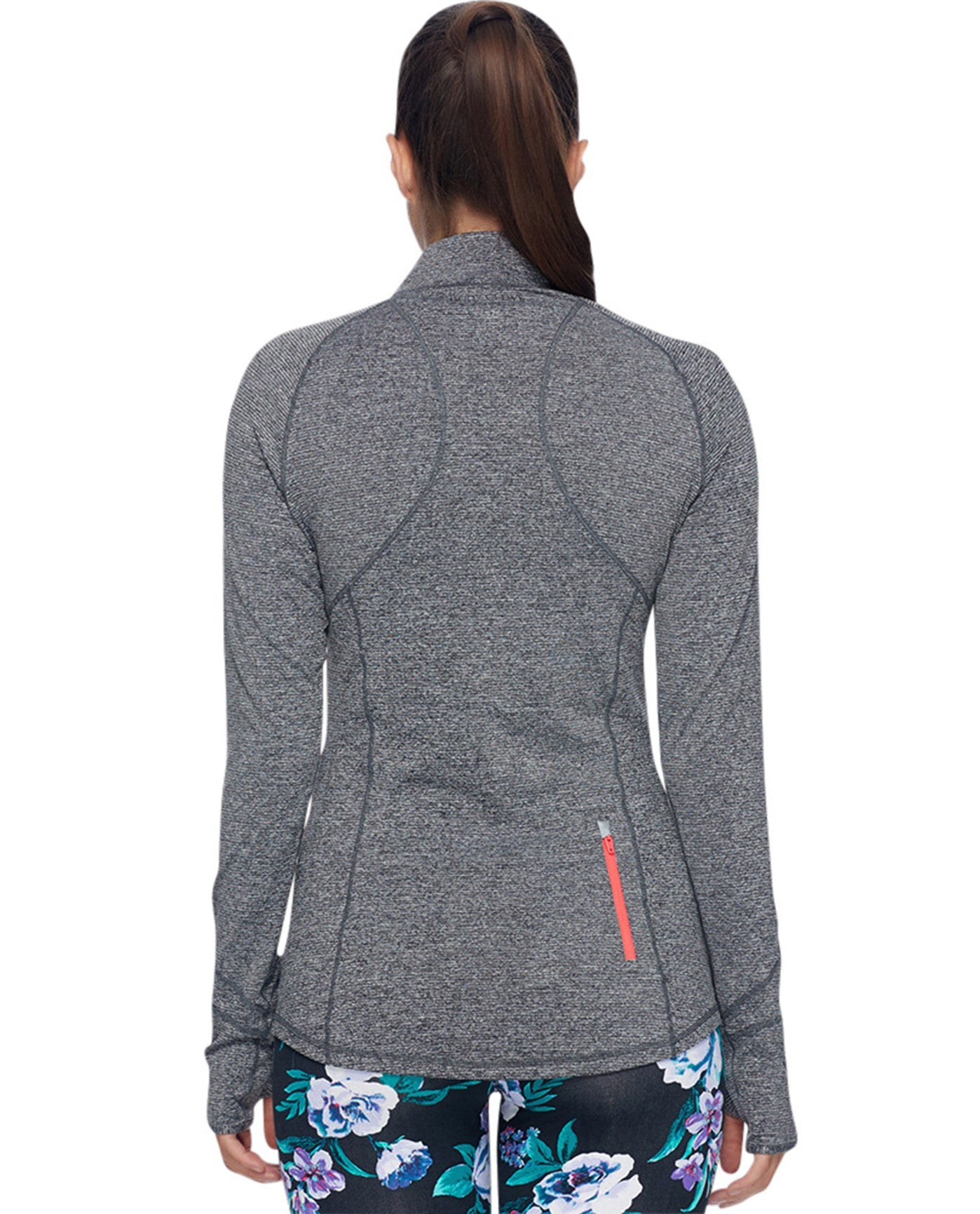 Back View Of Body Glove Sport Heather Grey Chugi Zip Front Jacket | BGS Grey