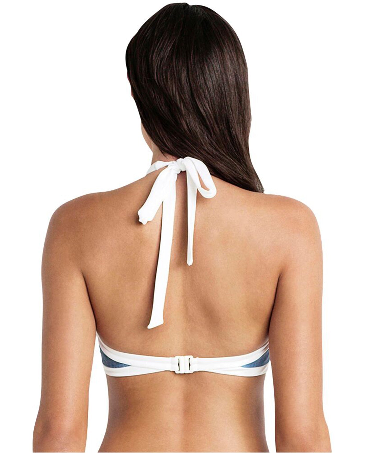 Back View Of Seafolly Block Party High Neck Bikini Top | SEA DENIM