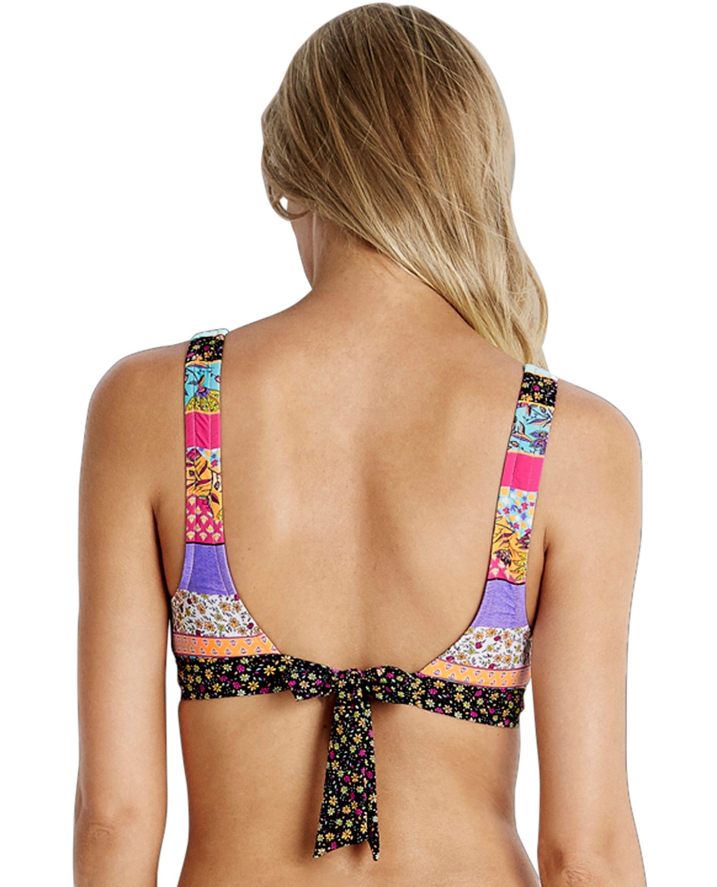 Back View Of Seafolly Tie Back Bralette Bikini Top | SEA CARIBBEAN KOOL