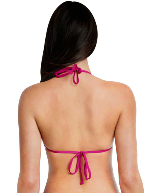 Back View Of Seafolly Flower Festival Pink Crochet Triangle Bikini Top | SEA FLOWER FESTIVAL PINK