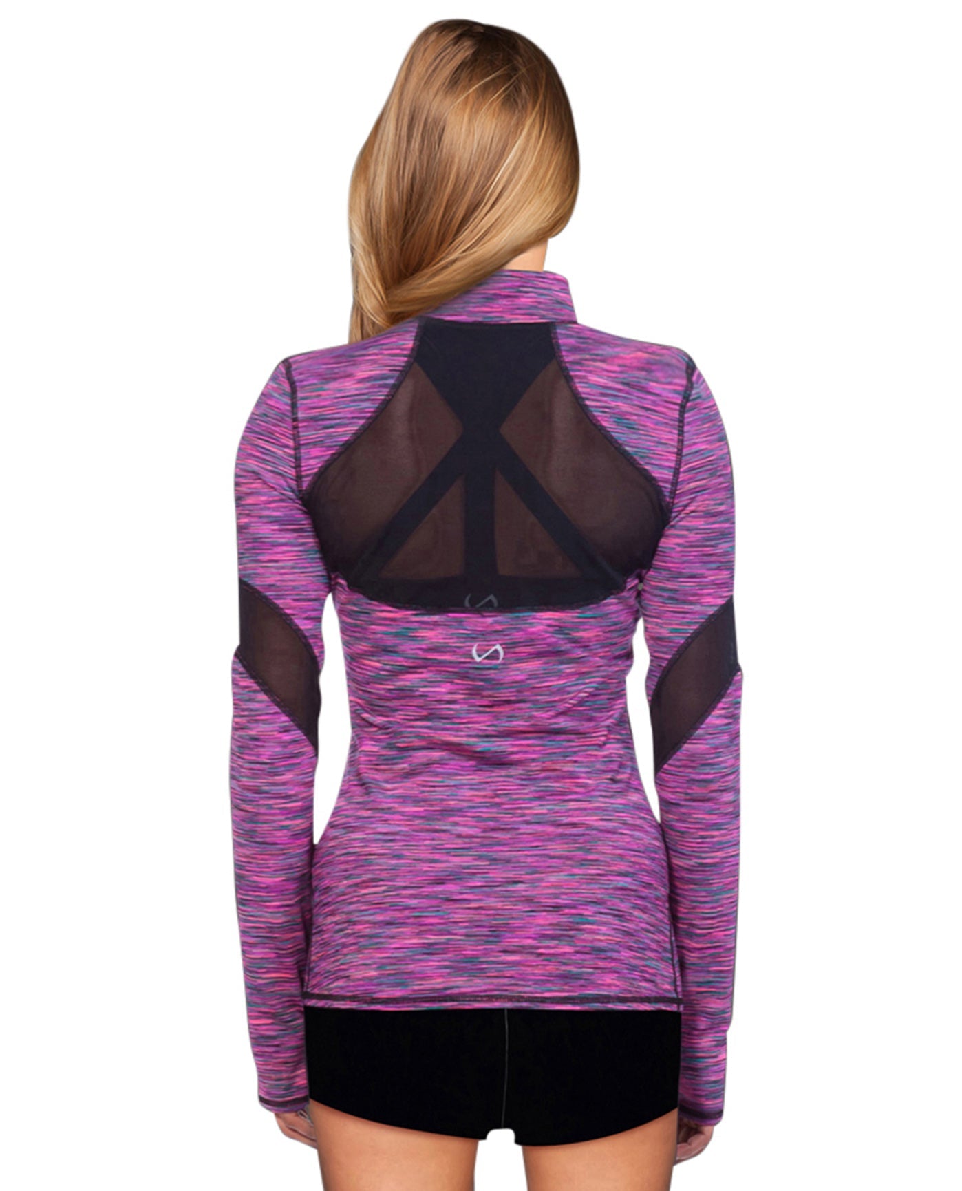 Back View Of TLF Apparel Headline Black Mesh Panel Route Long Sleeve Top | TLF SANGRIA