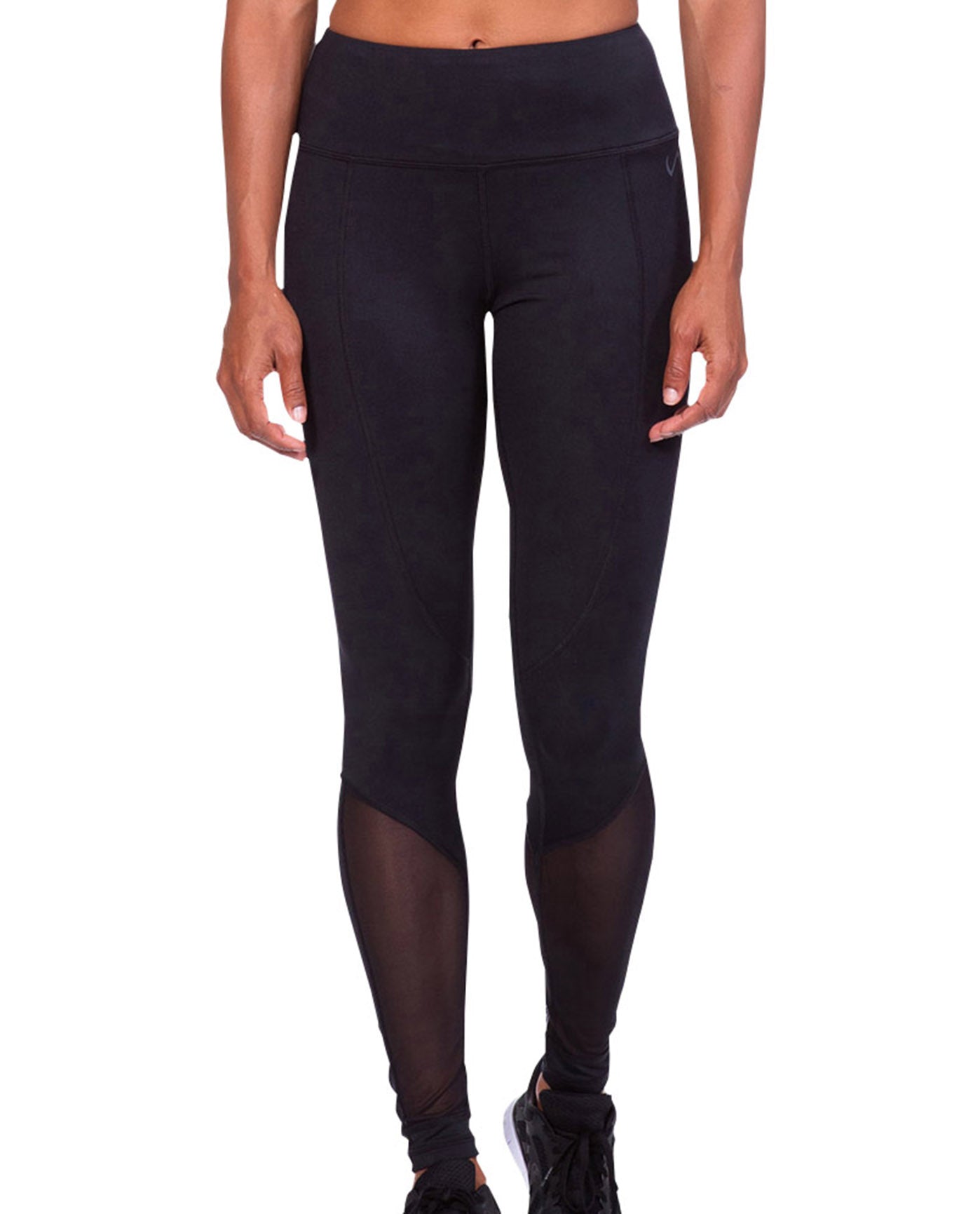 Front View Of TLF Apparel Headline Black Mesh Ryder Leggings | TLF BLACK