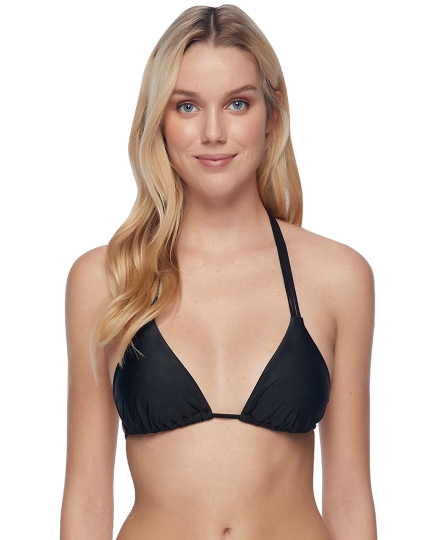 Front View Of Body Glove Smoothies Oasis Triangle Bikini Top | BDG Smoothies Black