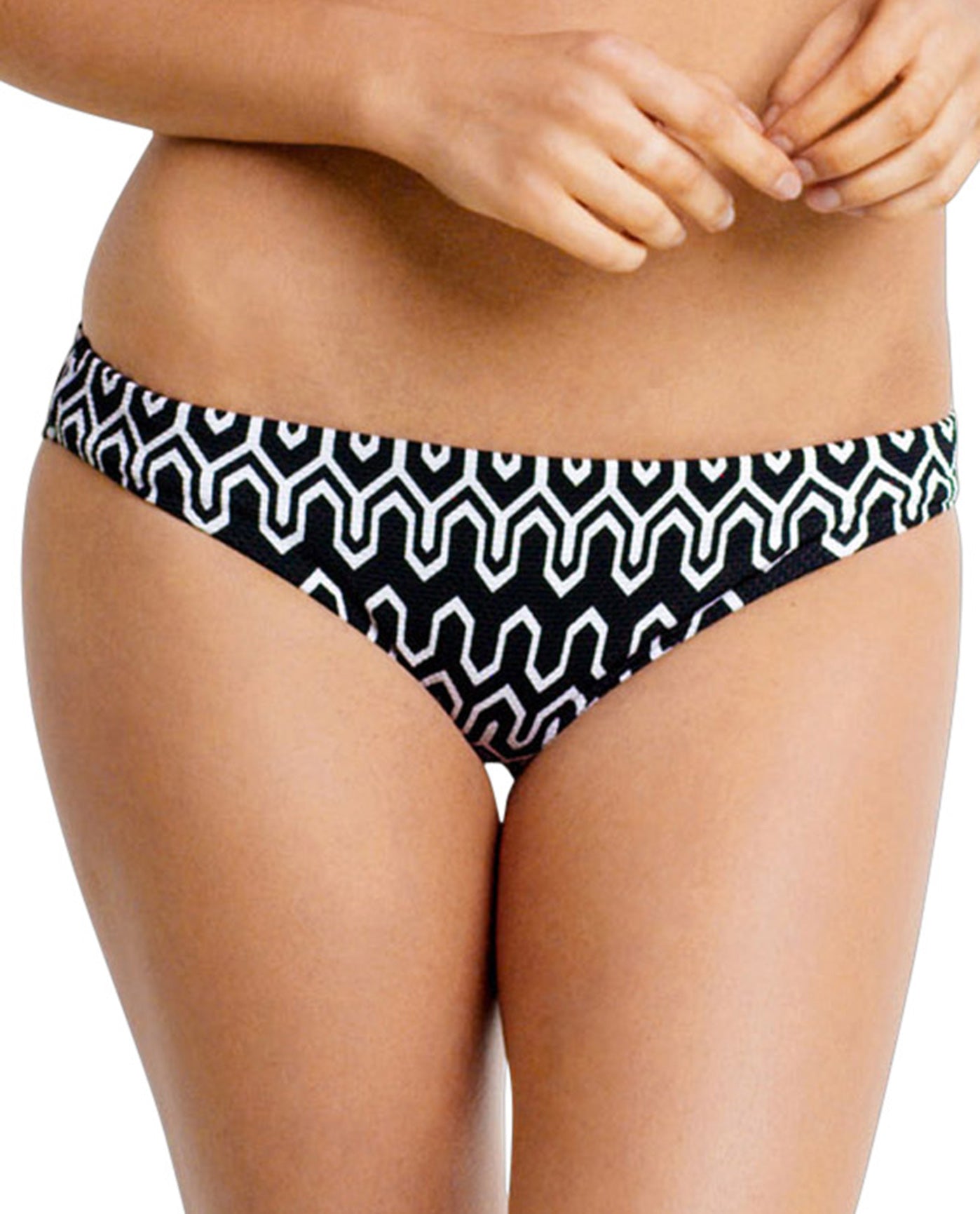 Front View Of Seafolly Hipster Bikini Bottom | SEA BLACK WHITE