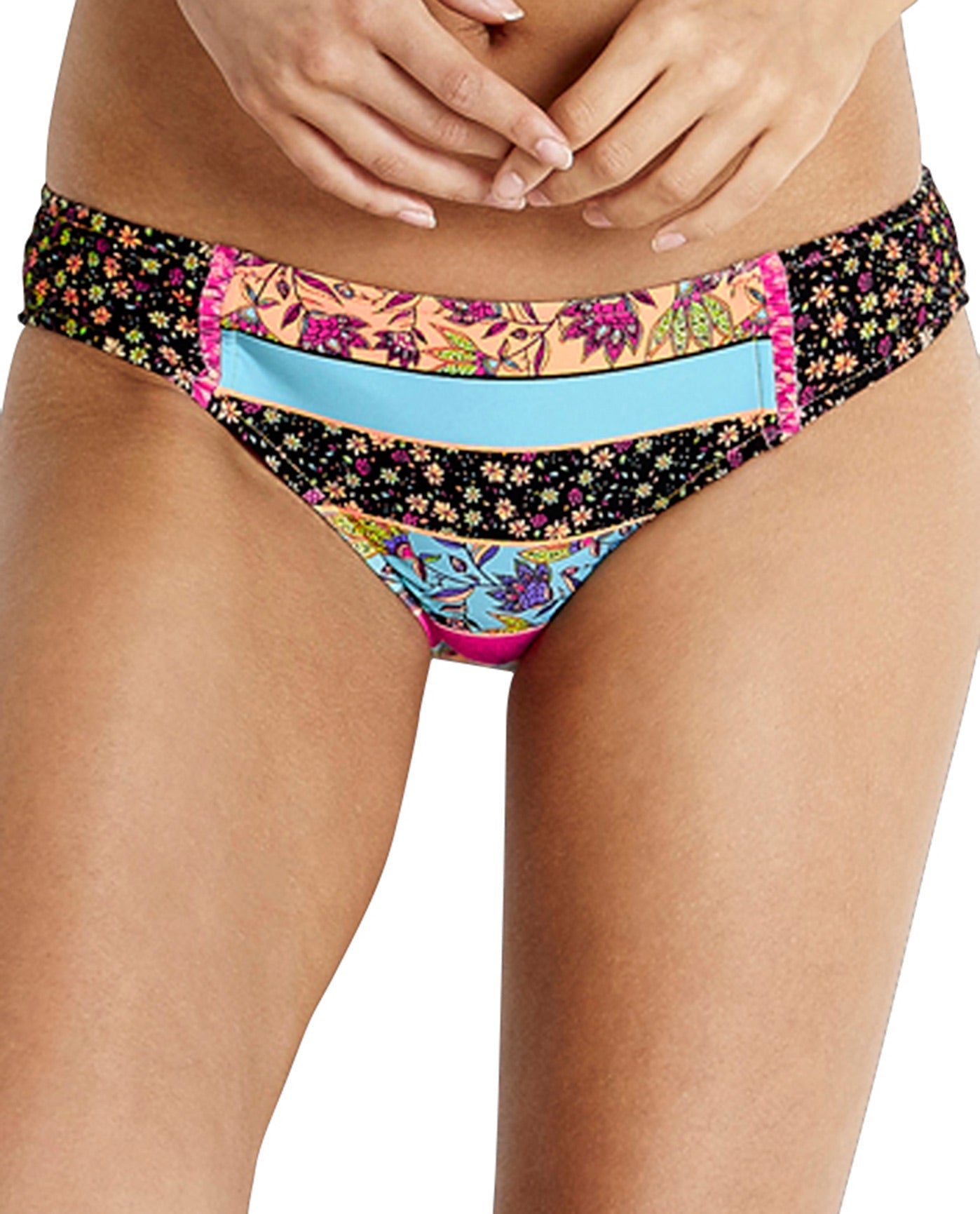 Front View Of Seafolly Caribbean Kool Hipster Bikini Bottom | SEA CARIBBEAN KOOL