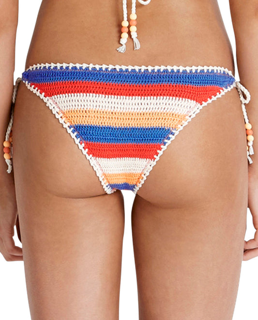 Back View Of Seafolly Caribbean Kool Crochet Side Tie Brazilian Bikini Bottom | SEA CARIBBEAN KOOL