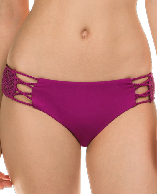 Front View Of Isabella Rose Lolita Crochet Maui Full Bikini Bottom | ISA Purple