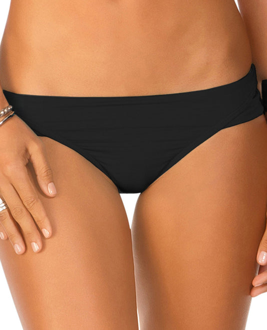 Front View Of Eco Peace Hipster Bikini Bottom | EPE BLACK