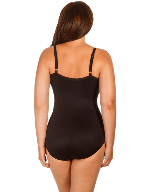 Back View Of Magicsuit Stud Muffin Plus Size Lauren One Piece Swimsuit | MAG Black