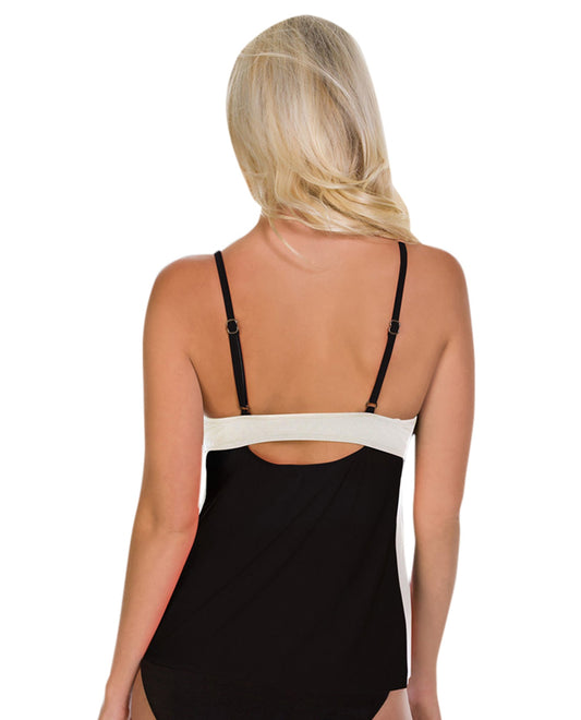 Back View Of Magicsuit Black White Color Block Venus Underwire Tankini Top  | MAG Black White