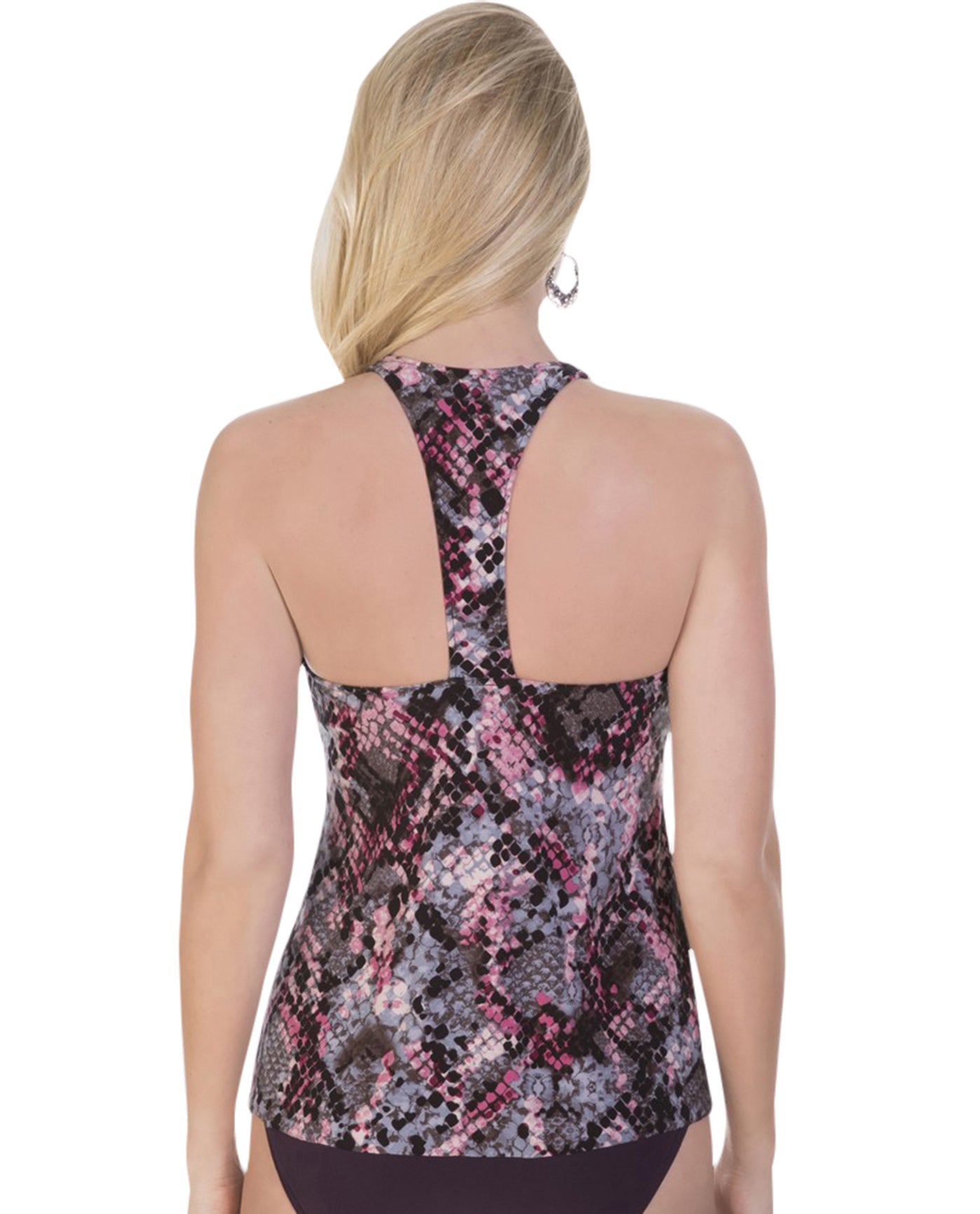 Back View Of Magicsuit Python Taylor Racerback Underwire Tankini Top  | MAG Pink