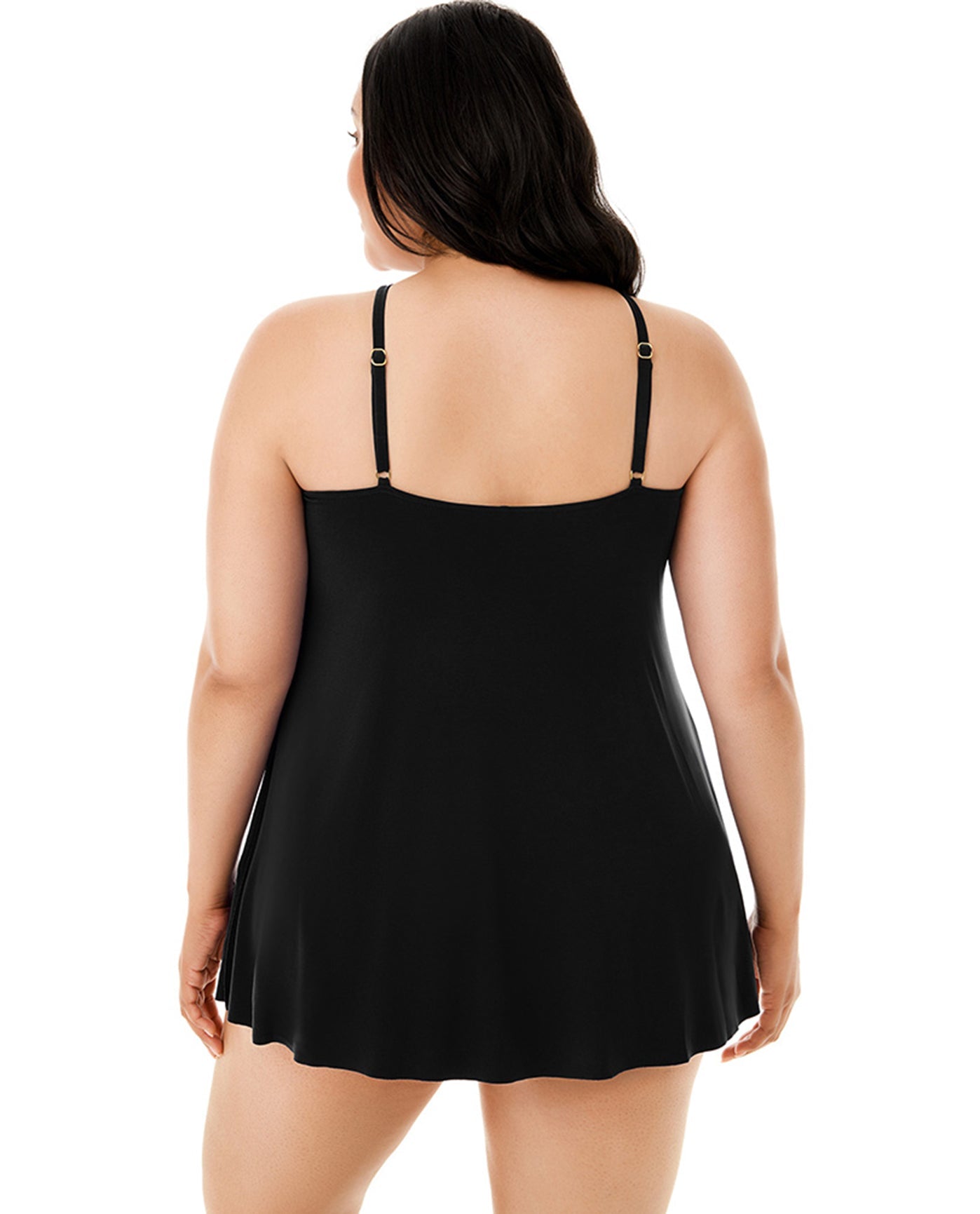 Back View Of Magicsuit Black Plus Size Parker Underwire Swimdress | MAG BLACK