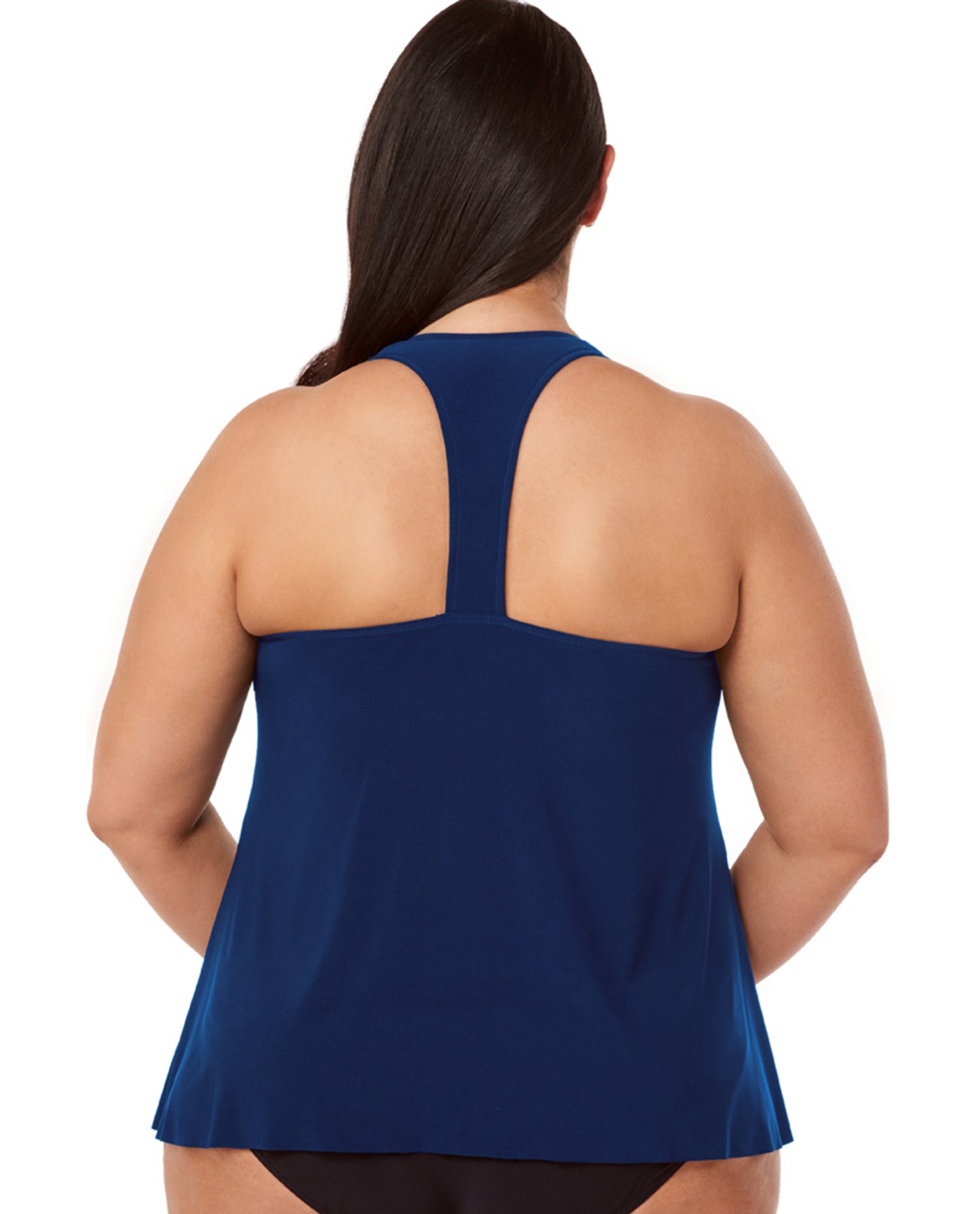 Back View Of Magicsuit Black Plus Size Taylor Racerback Underwire Tankini Top | MAG Navy