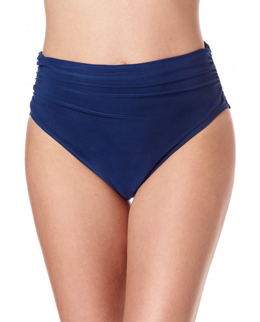 Front View Of Magicsuit Midnight Blue Jersey Brief Shirred Tankini Bottom | MAG Navy