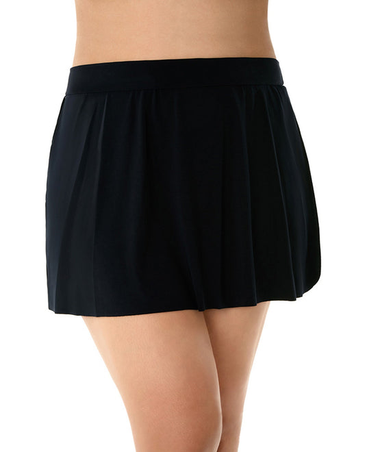 Front View Of Magicsuit Black Plus Size Swim Skirt | MAG Black