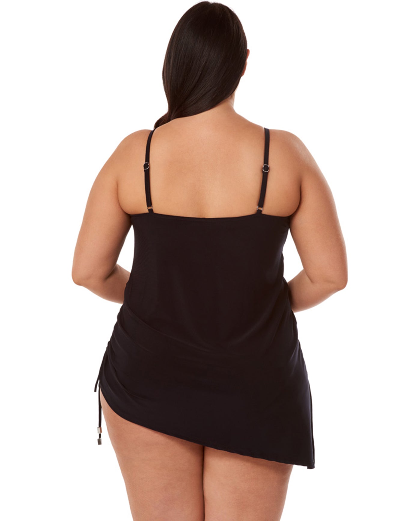 Back View Of 2-in-1 Magicsuit Black Plus Size Brynn Underwire One Piece Swimsuit | MAG Black