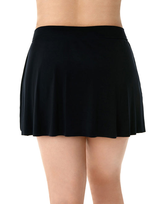Back View Of Magicsuit Black Plus Size Jersey Tennis Swim Skirt | MAG Black
