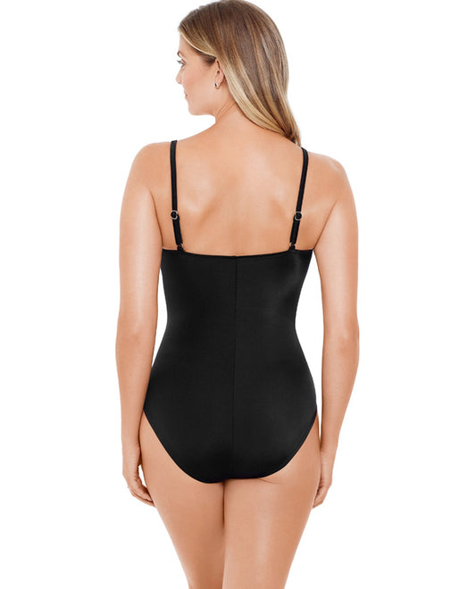 Back View Of Magicsuit Out of Line Hailey One Piece Swimsuit | MAG Black