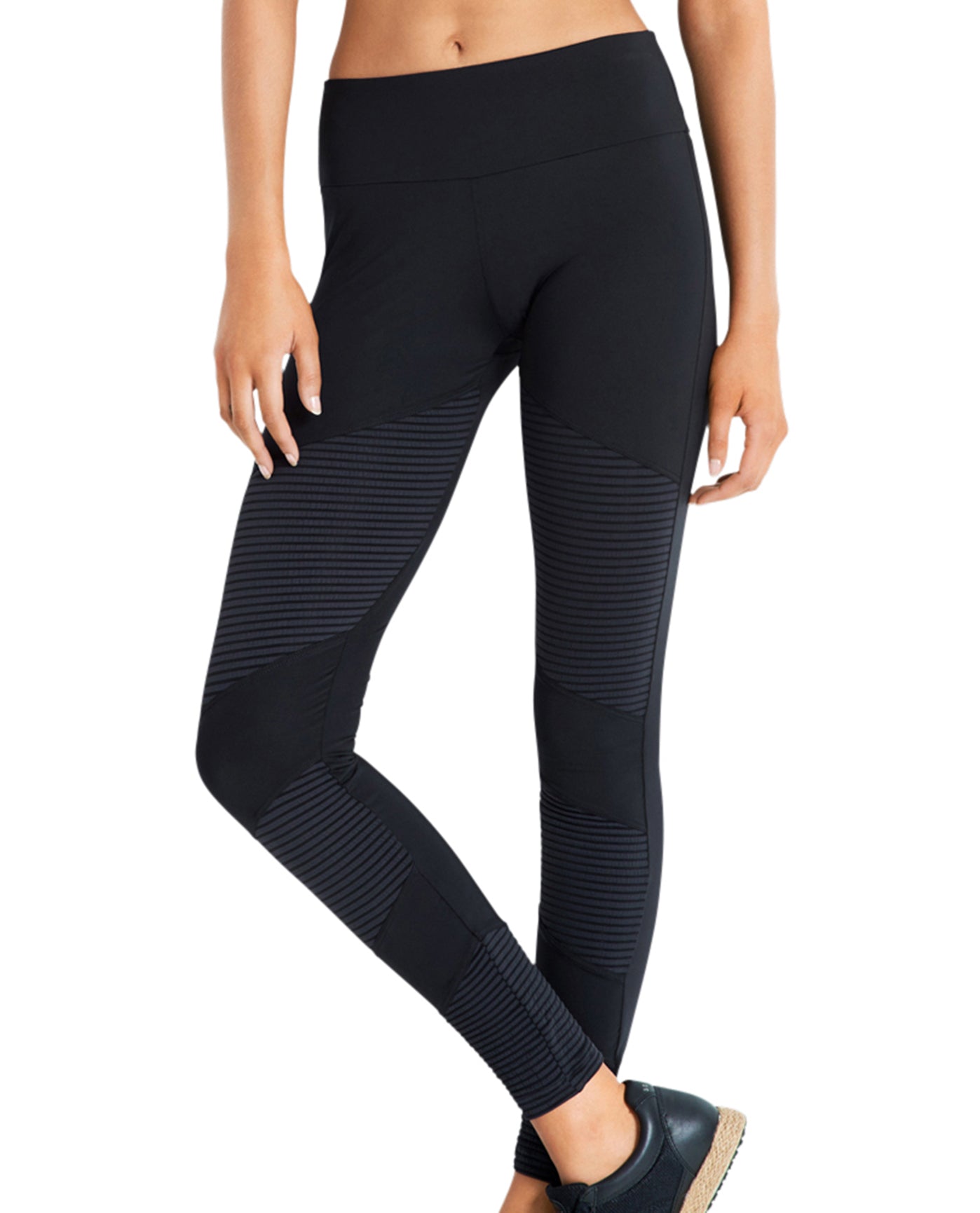 Front View Of Seafolly Black Moto Legging | SEA BLACK