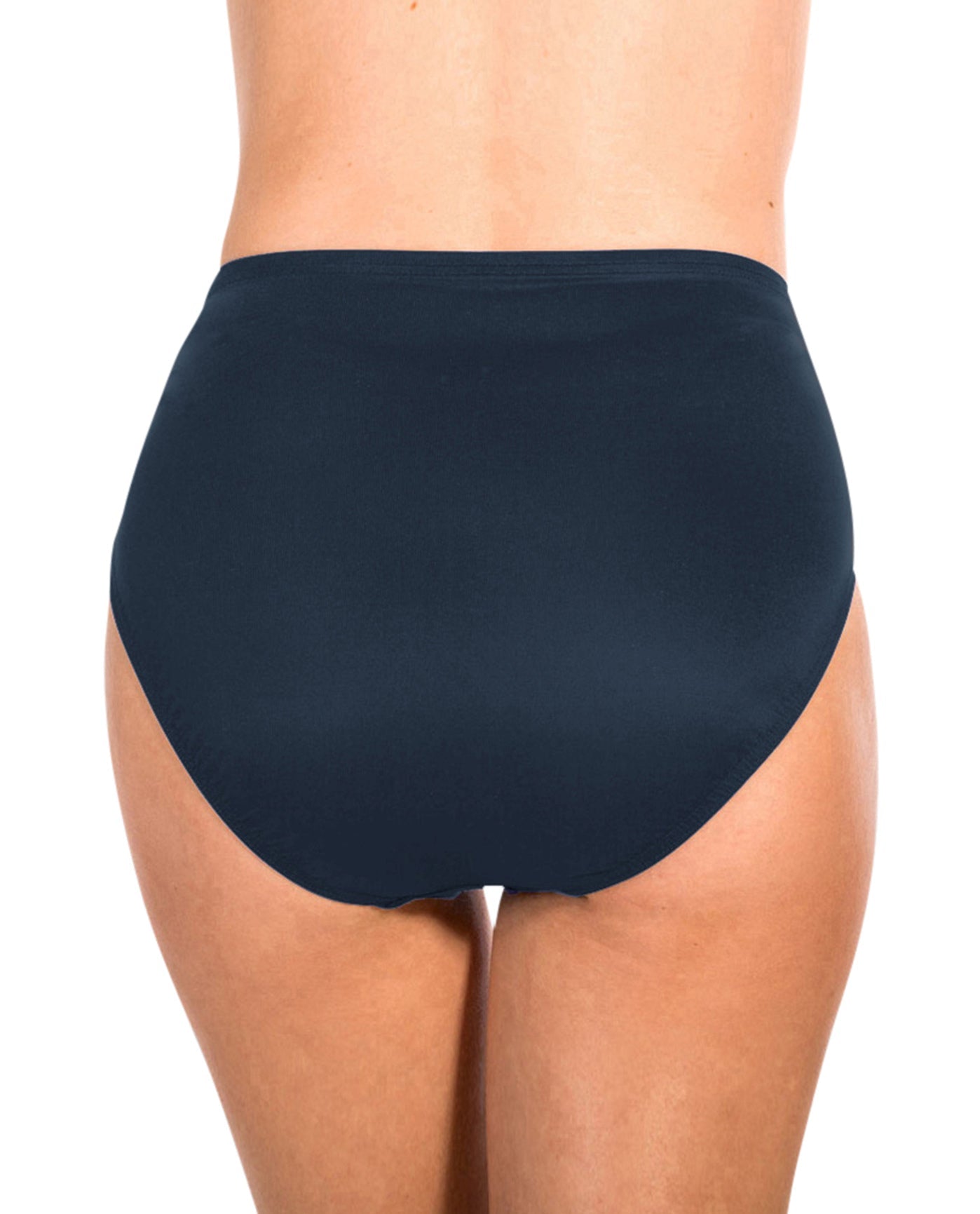 Back View Of Miraclesuit Solid Black Classic Brief Swim Bottom | MIR Blue