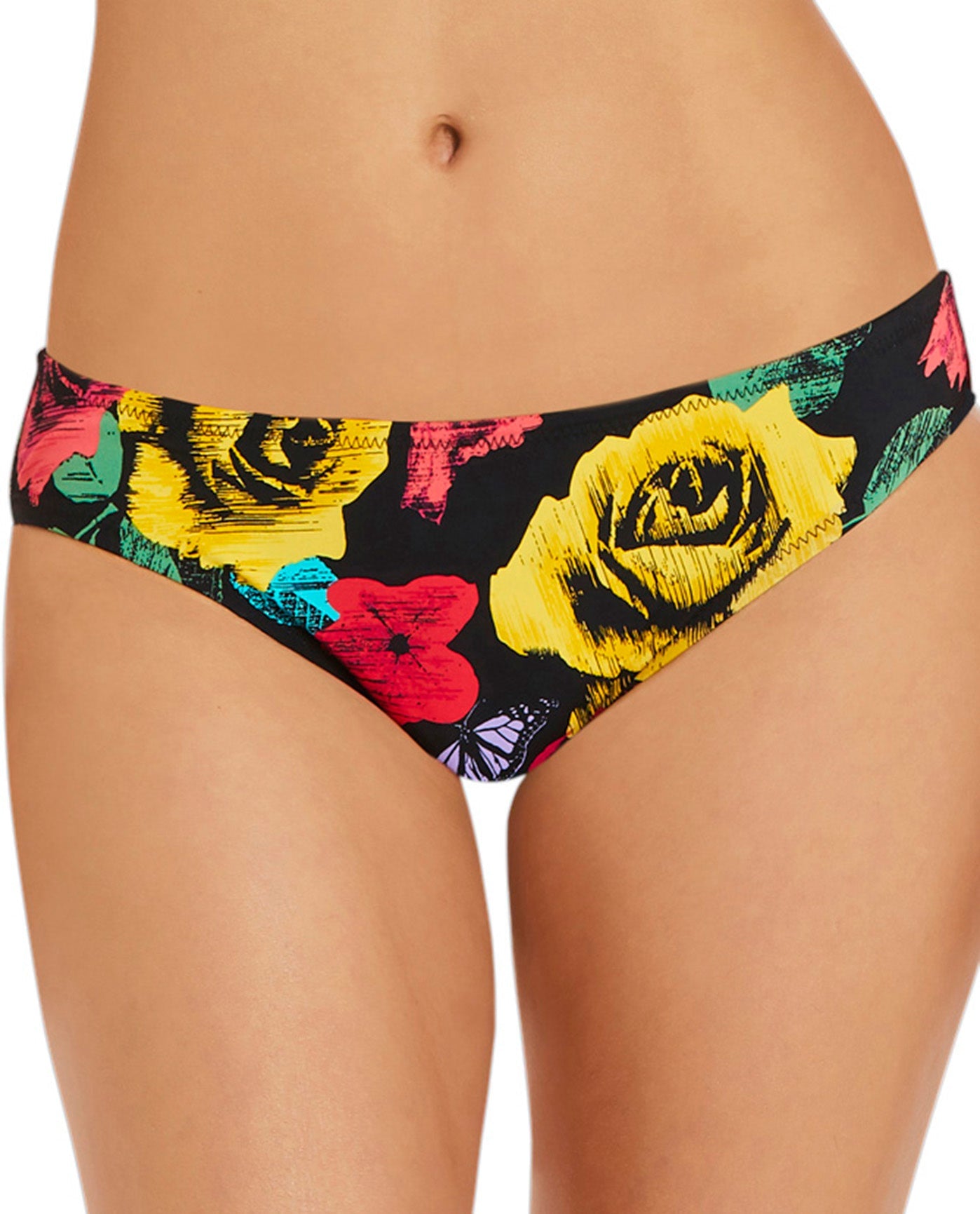 Front View Of Vera Bradley Yes Way Rose Ella Hipster Bikini Bottom | VER YES WAY FLORAL