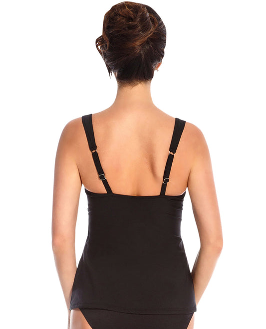 Back View Of Miraclesuit Black Four Tops Love Knot Underwire Tankini Top | MIR Black