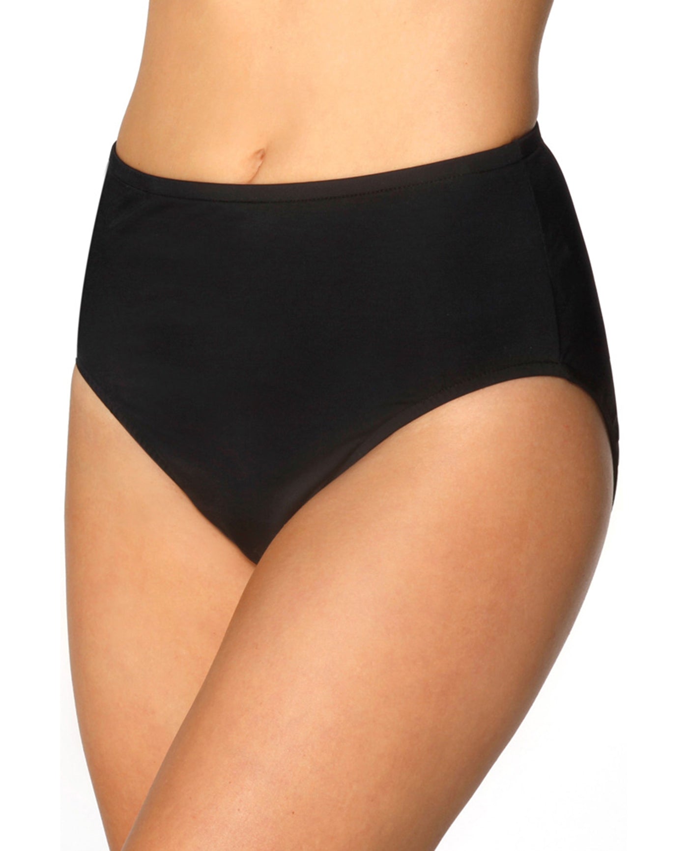 Front View Of Miraclesuit Black Classic Brief Tankini Bottom | MIR Black