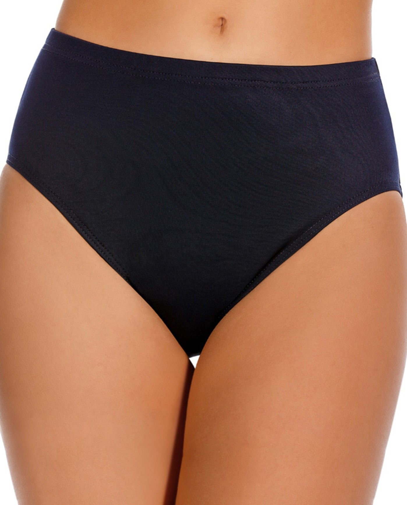 Front View Of Miraclesuit Black Classic Brief Tankini Bottom | MIR Midnight Blue