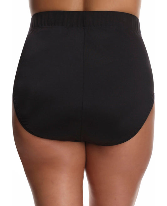 Back View Of Miraclesuit Black Plus Size Classic Brief Tankini Bottom | MIR Black