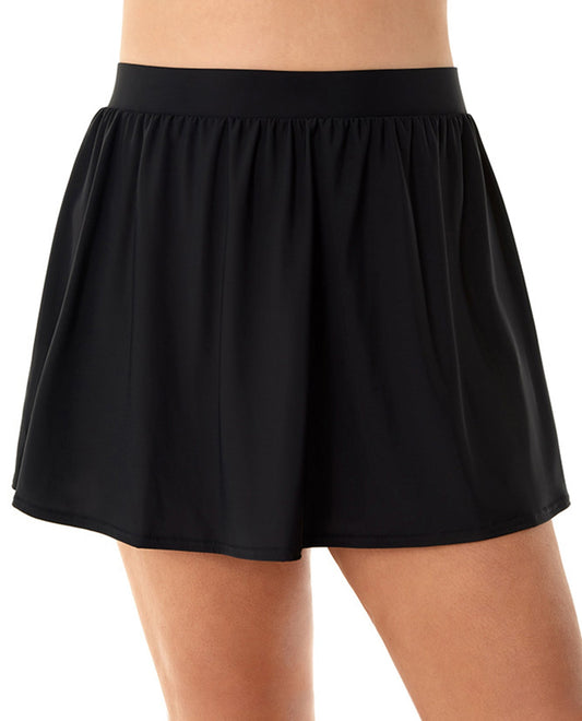 Front View Of Miraclesuit Black Plus Size Swim Skirt | MIR Black