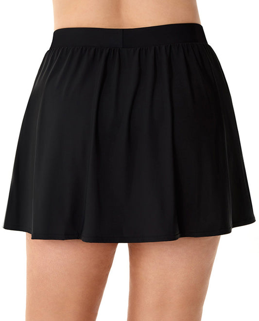 Back View Of Miraclesuit Black Plus Size Swim Skirt | MIR Black