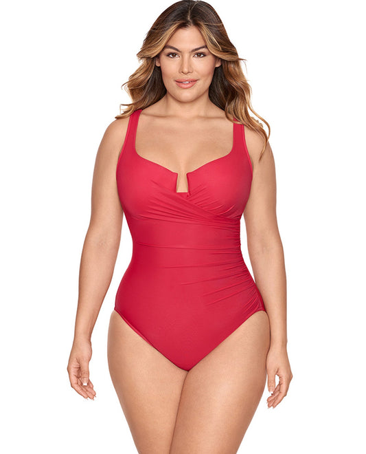 Women Plus Size Zip Front 4PCS Removable Padded One Piece Powernet