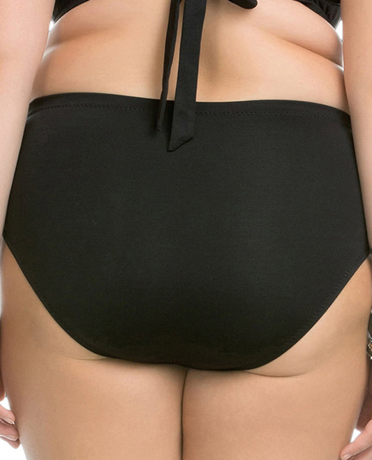 Back View Of Becca ETC by Rebecca Virtue Plus Size Black Beauties Full Coverage BIkini Bottom | BEC Black