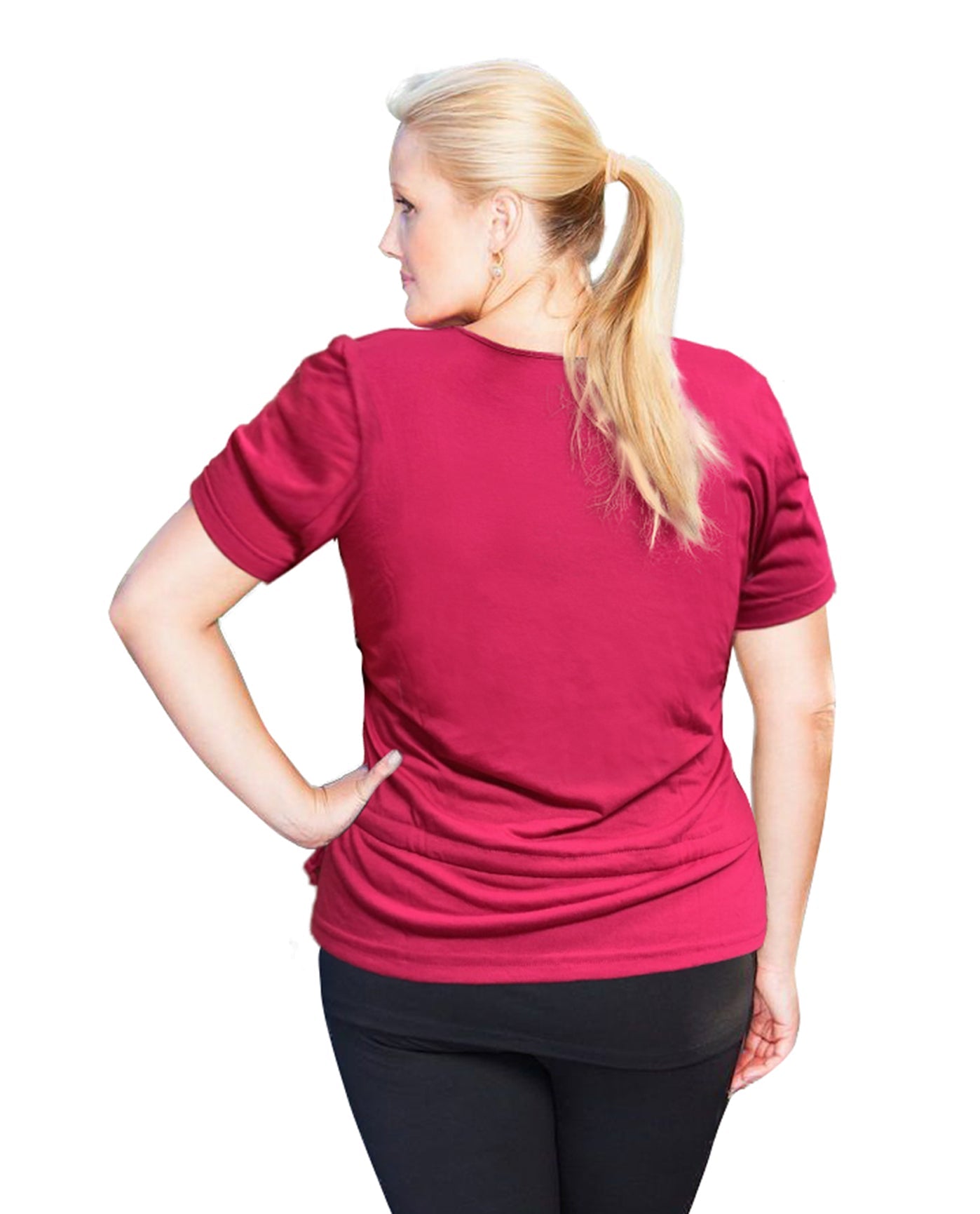 Back View Of Always For Me Plus Size Active Peplum T-Shirt | AFM WATERMELON