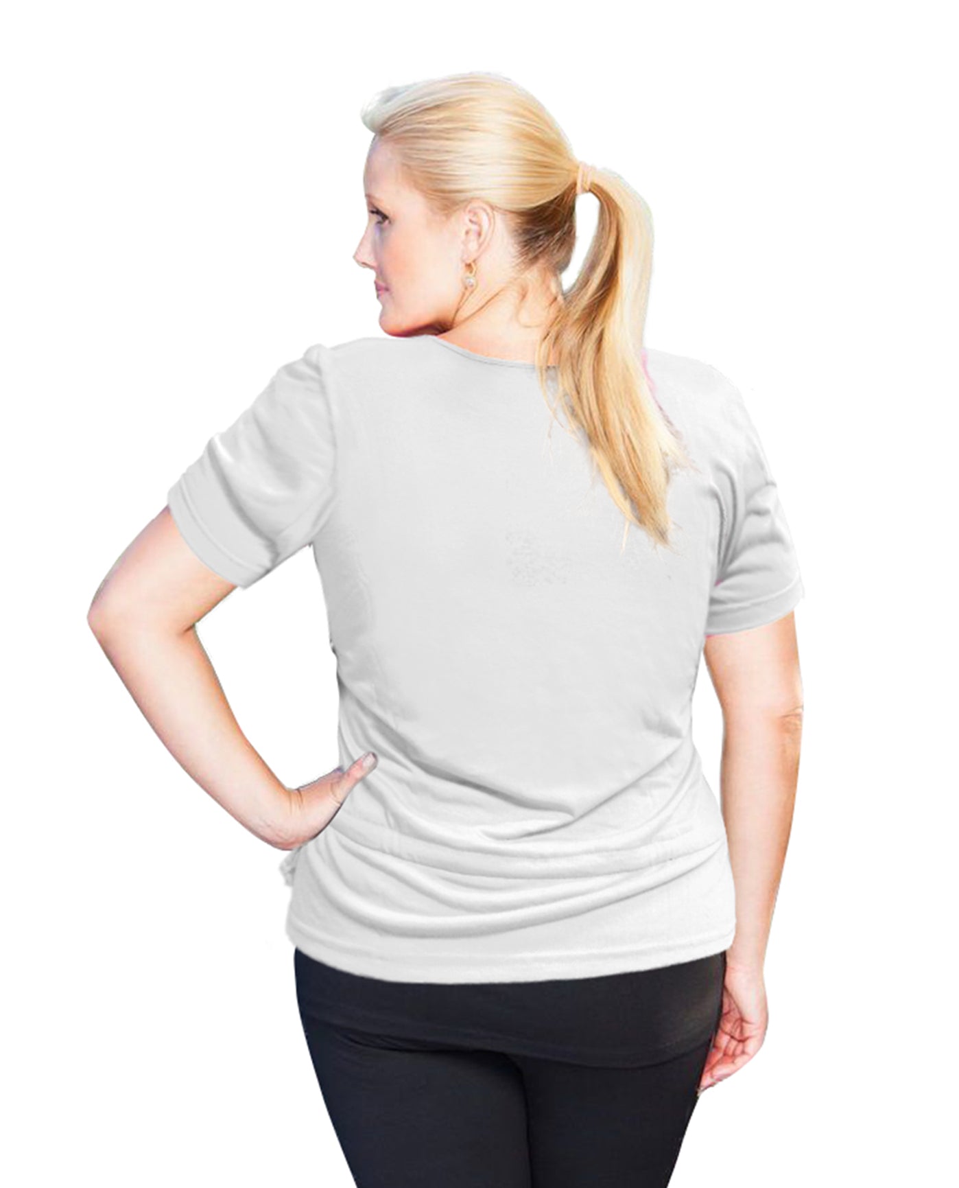 Back View Of Always For Me Plus Size Active Peplum T-Shirt | AFM WHITE