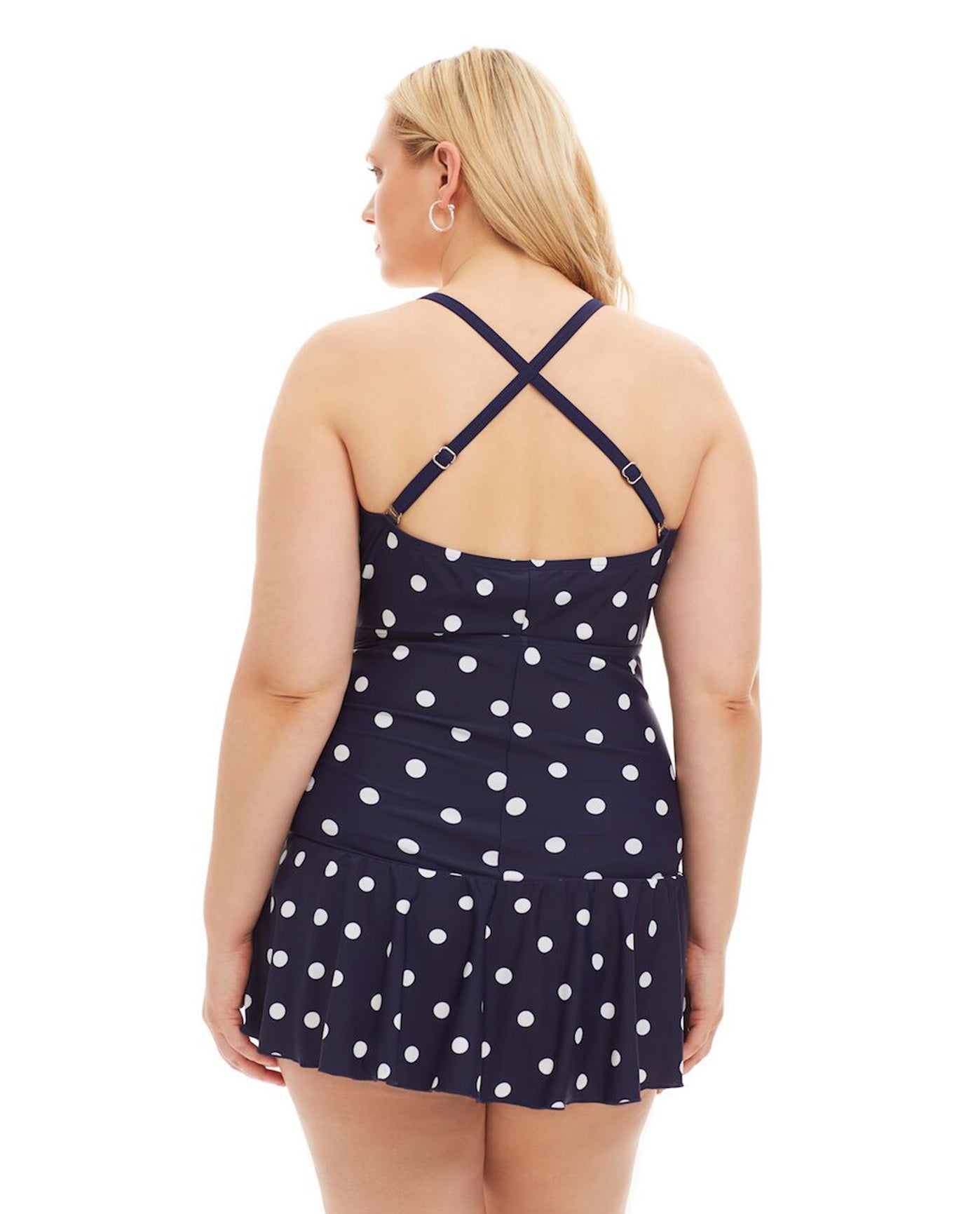 Side View Of Always For Me Plus Size Daphne Swimdress | AFM NAVY