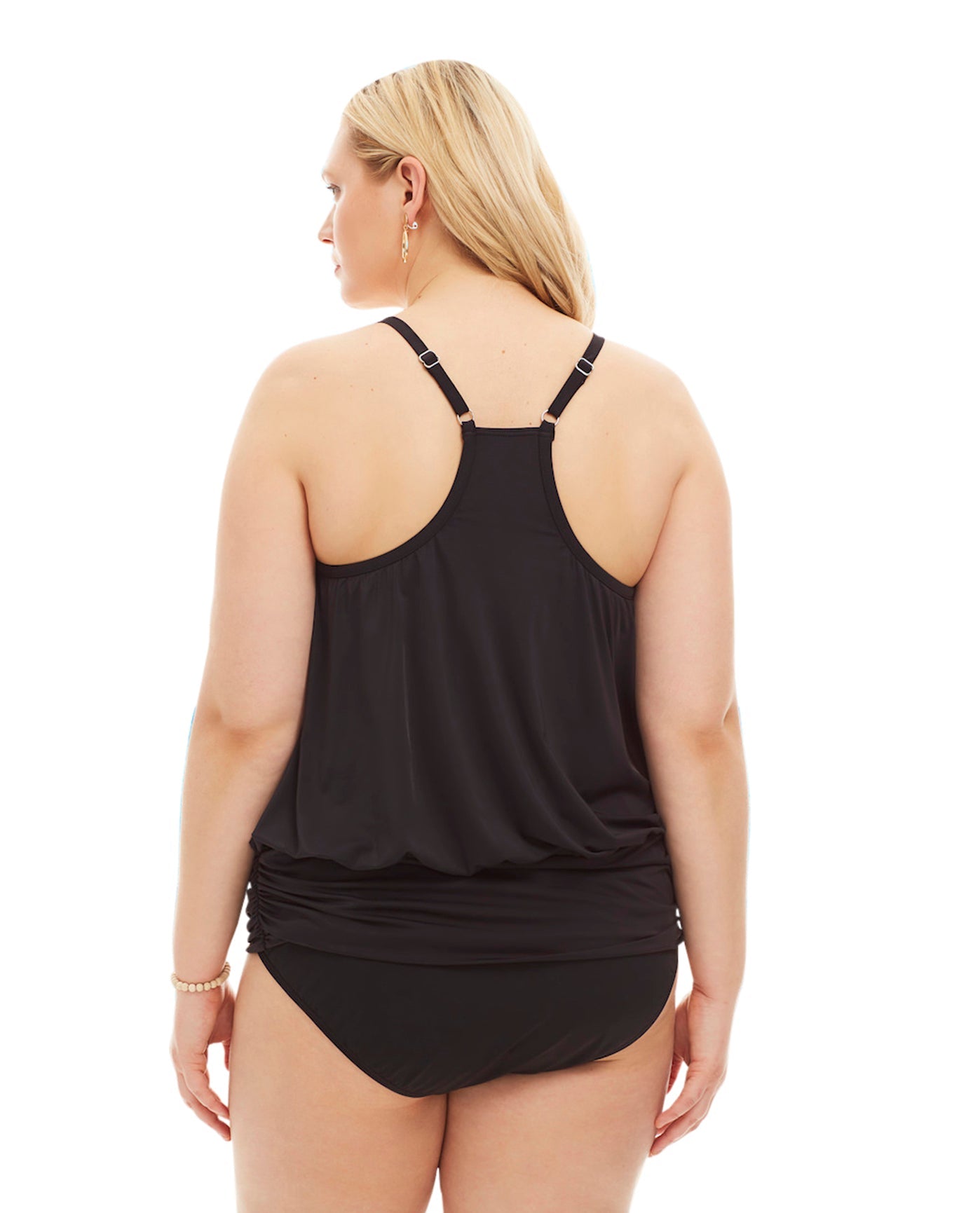 Always For Me by Fit 4U Black Plus Size Luxury Racerback Tankini Top with  Matching Tankini Bottom