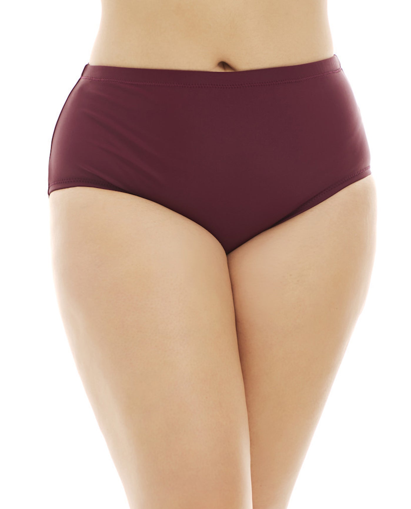 Front View Of Raisins Curve Maroon Plus Size Sayulita Bikini Bottom | RCU MAROON