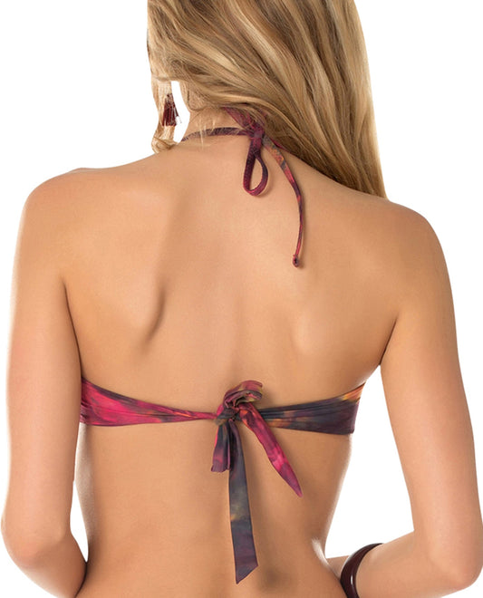 Back View Of Becca by Rebecca Virtue Chakra Tie Dye Macrame Halter Bikini Top | BEC Chakra